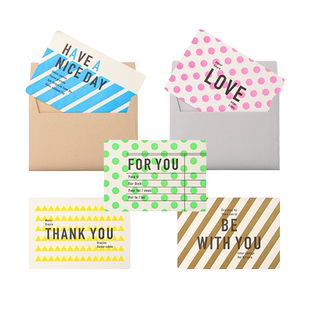 MARK'S DAYS5活版印刷明信片留言贺卡MARK'STYLE印花空白复古配信封备忘送礼答谢绿色金银蓝绿黄粉