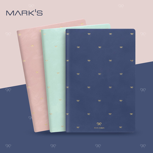 S2024年烫金蝴蝶结封面手帐笔记本B6变型竖式 MARK 时间轴周计划日程本学生可爱周记小清新记录本 特惠2折