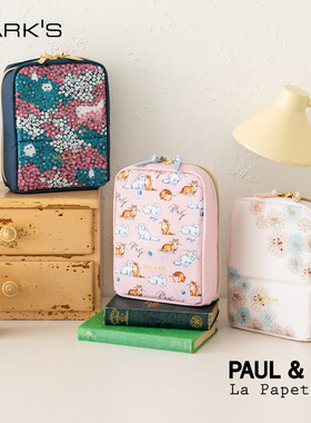 MARK'S×PAUL&JOE2024秋冬限定桌面立式文具收纳包大容量笔袋B6手帐收纳化妆包数码包包中包猫咪花卉主题