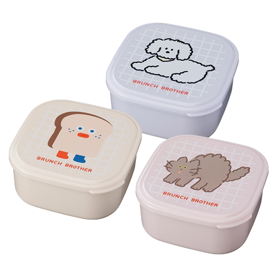 MARKS BrunchBrother卡通动物印花方型午餐套盒2件装可微波加热