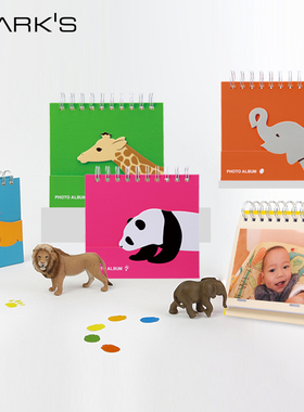marks Corso Graphia系列卡通动物图案儿童相册台历式5寸相册相册直立式桌面相框立体折叠翻盖
