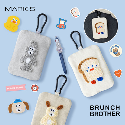 MARKS BRUNCHBROTHER迷你刺绣棉布挂包零钱数码化妆卡包可爱