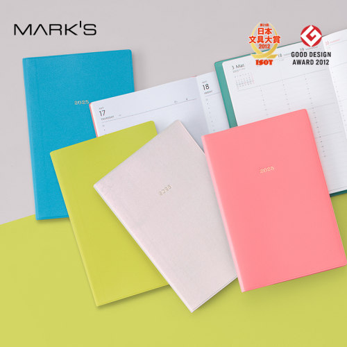 【2025年】MARK'S柔色亮色纯色PVC仿皮质感简约封皮日计划周计划B6A5变型EDiT手帐日程管理笔记本记事本