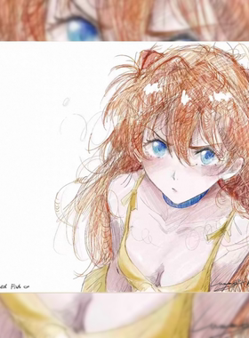 Steamed Fish lumen明日香EVA二次元线稿玻璃鼠标垫女生FPS专用大