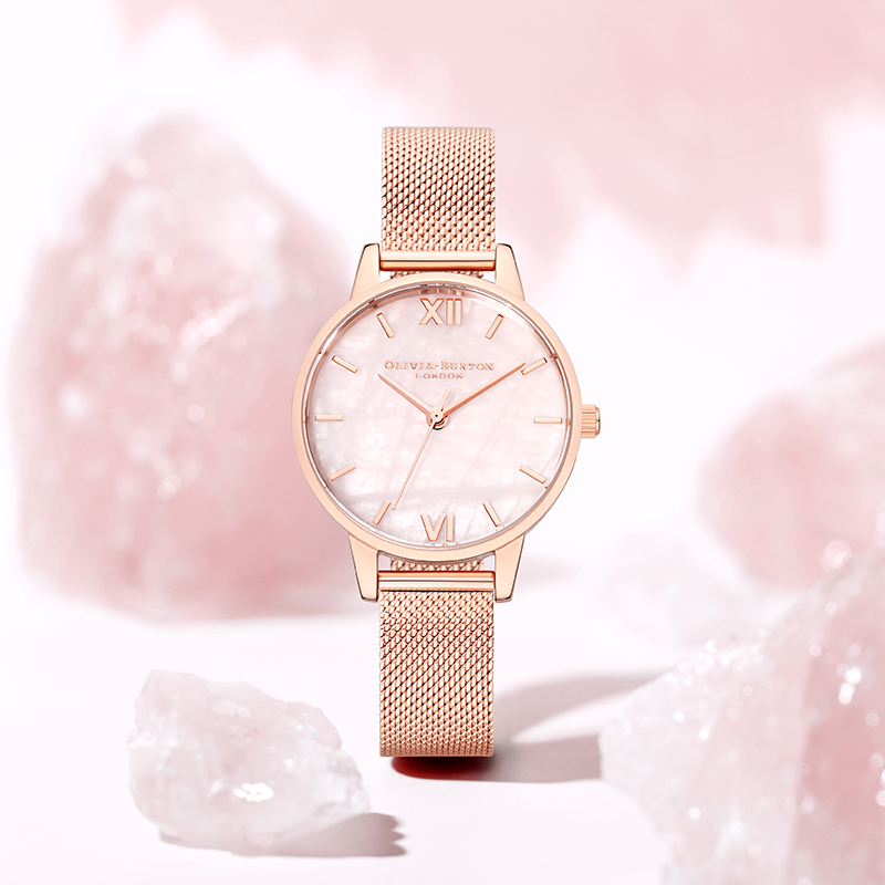 OliviaBurton正品粉晶宝石手表女 欧美时尚潮流女生礼物石英腕表