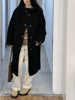 2025年冬季新款连帽双面绒大衣女宽松长款外套