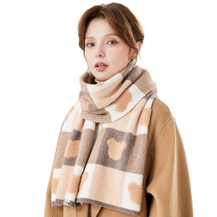 玖慕纯羊毛围巾女秋冬季马年本命新年礼物加厚保暖红色围脖礼盒装