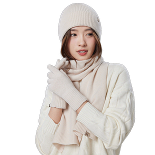玖慕纯羊毛保暖围巾帽子手套三件套女士秋冬季套装生日礼物送女生