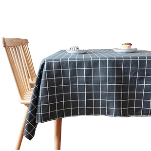 地中海格子桌布布艺餐桌茶几布北欧台布盖布画室大桌布长方形超大