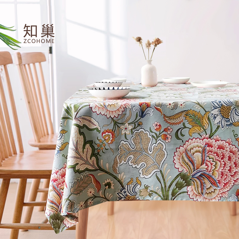 莫兰迪色系高级感桌布长方形轻奢风棉麻书桌餐桌茶几布台布田园风