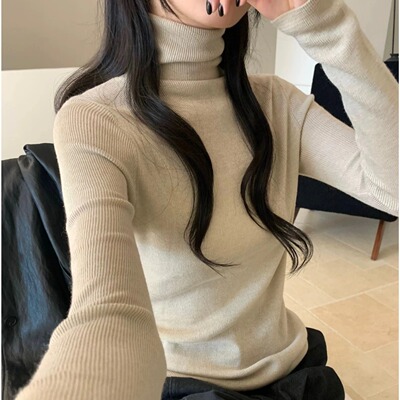 自由的小鸟堆堆领针织打底衫内搭