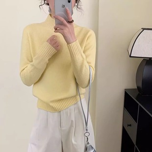 无缝一体半高领羊毛打底衫 清仓 女秋冬针织羊绒毛衣打底衫 反季