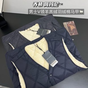 加绒加厚羽绒棉坎肩保暖羊毛内胆背心马夹 新款 男士 羊羔绒马甲冬季
