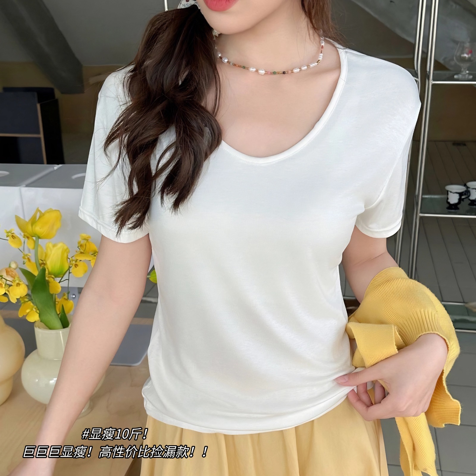 冰丝面膜T恤短袖女凉感宽松胖mm