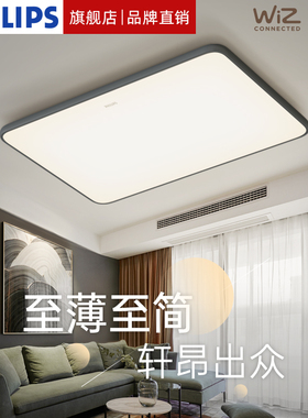 飞利浦怡轩灰led吸顶灯超薄客厅灯大灯卧室主灯现代简约大气灯具