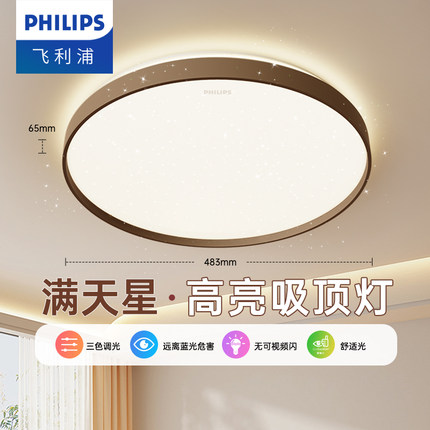 飞利浦照明星环led吸顶灯房间主卧室书房灯温馨北欧现代简约灯具