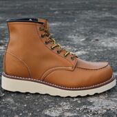 红翼复古男士 缝制牛皮休闲中高帮固特异工艺机车靴875马丁工装 靴