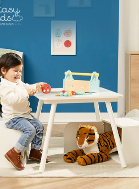 teamson迪生家儿童手工绘画桌多功能收纳椅木质几何比斯开湾系列