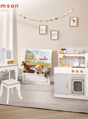 teamson迪生家凡尔赛系列儿童仿真厨房过家家做饭益智木制玩具