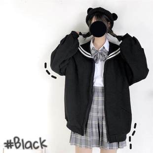 跨境海军领卫衣女学生日系水手服jk制服可爱泡泡袖外套上衣学院风