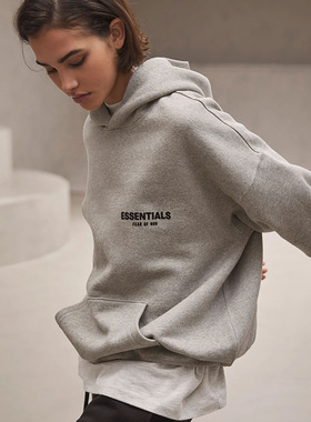 高版本FOG ESSENTIALS第八季复线高街宽松卫衣背后植绒印花连帽衫