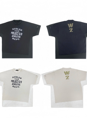 重磅Grailz Porject G/R 24ss视觉错位拼接字母垂感廓形短袖T恤