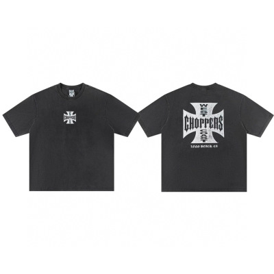 westcoast Choppers美式休闲ERD梵文十字水洗做旧短袖高街宽松T恤