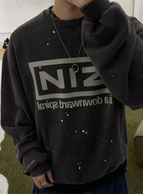 PROJECT G/R 24SS 秋冬VINTAGE质感水洗磨破做旧刺绣印花圆领卫衣