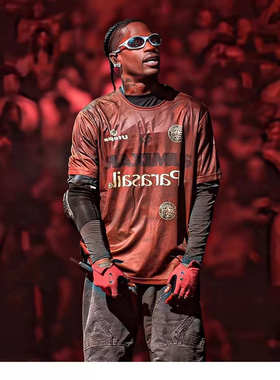 Travis Scott Cactus Jack 撞色运动透气速干网眼镂空球衣短袖T恤