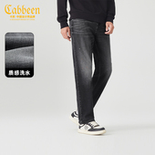 高街直筒垂感休闲牛仔裤 男 薄款 复古美式 泼墨黑牛 卡宾弹力夏季