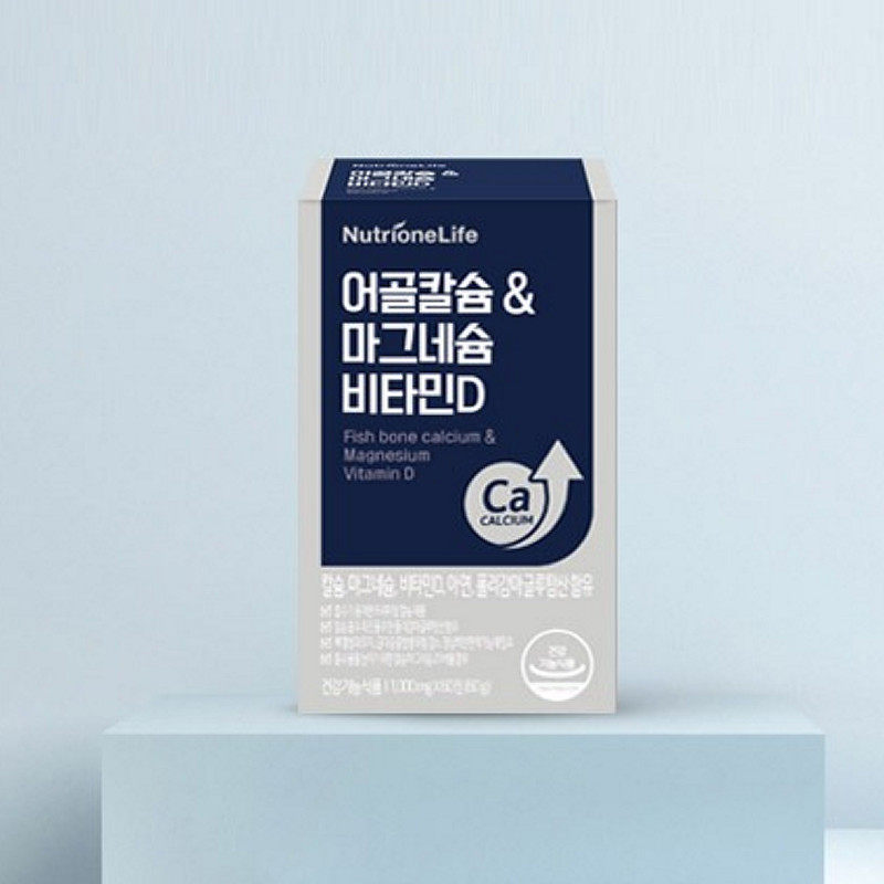 韩国原装便携 进口Nutrione郑雨盛鱼骨钙镁维生素D中老年骨骼60粒
