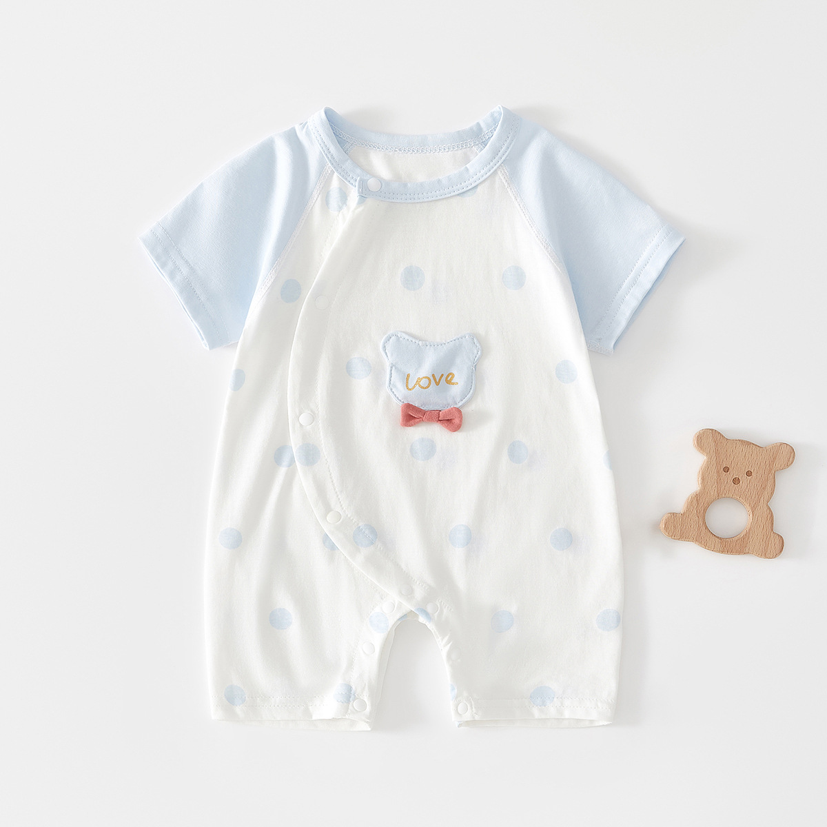 婴儿连体衣夏季薄款A类纯棉短袖新生儿哈衣男女宝宝无骨短袖爬服