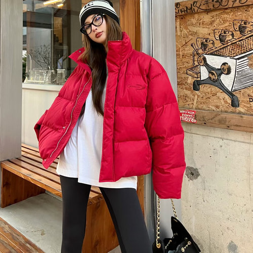 猫头鹰90白鹅绒立领短款羽绒服