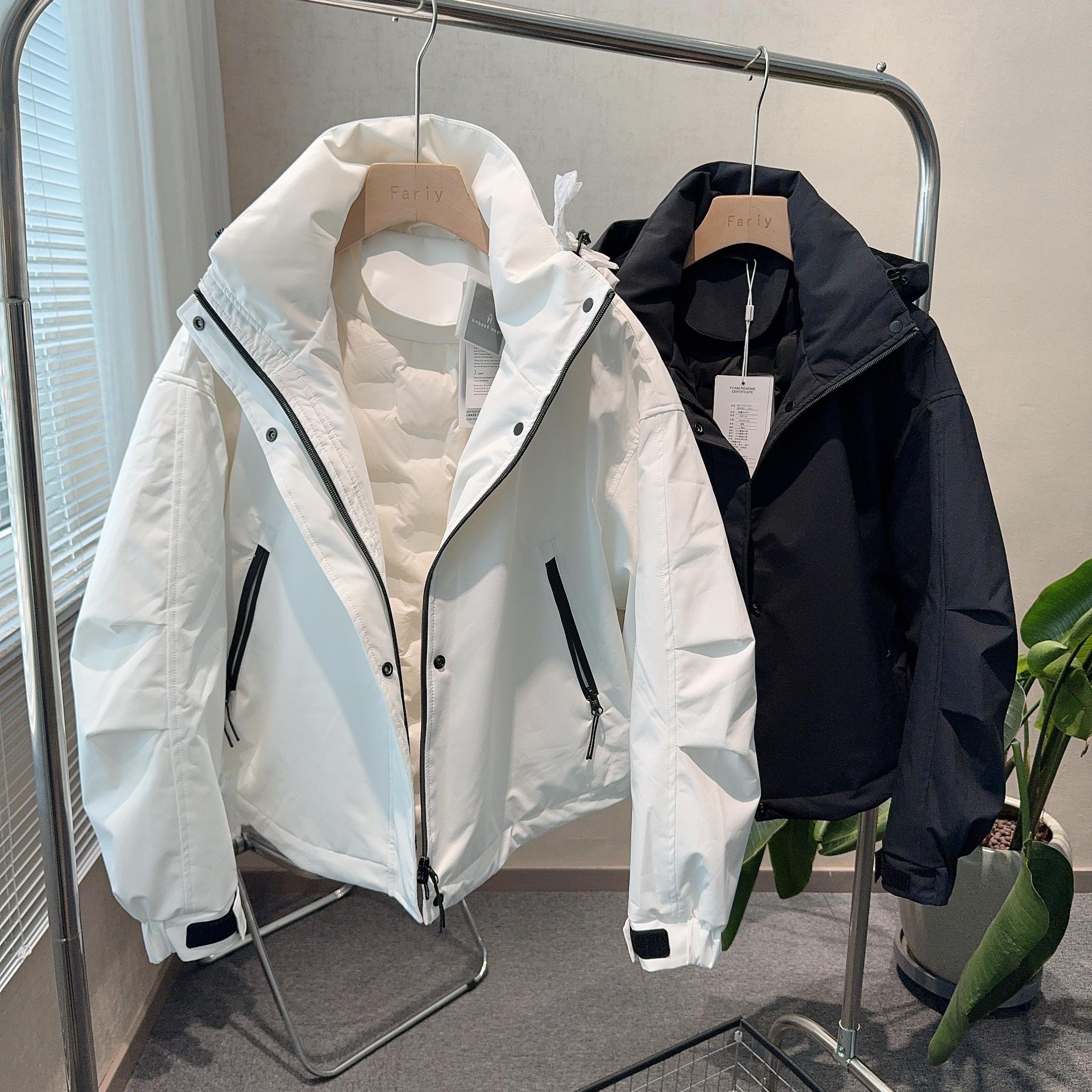 工装羽绒服欧韩连帽90白鸭绒派克