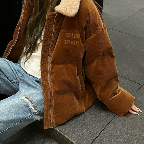 猫头鹰90白鹅绒灯芯绒羽绒服