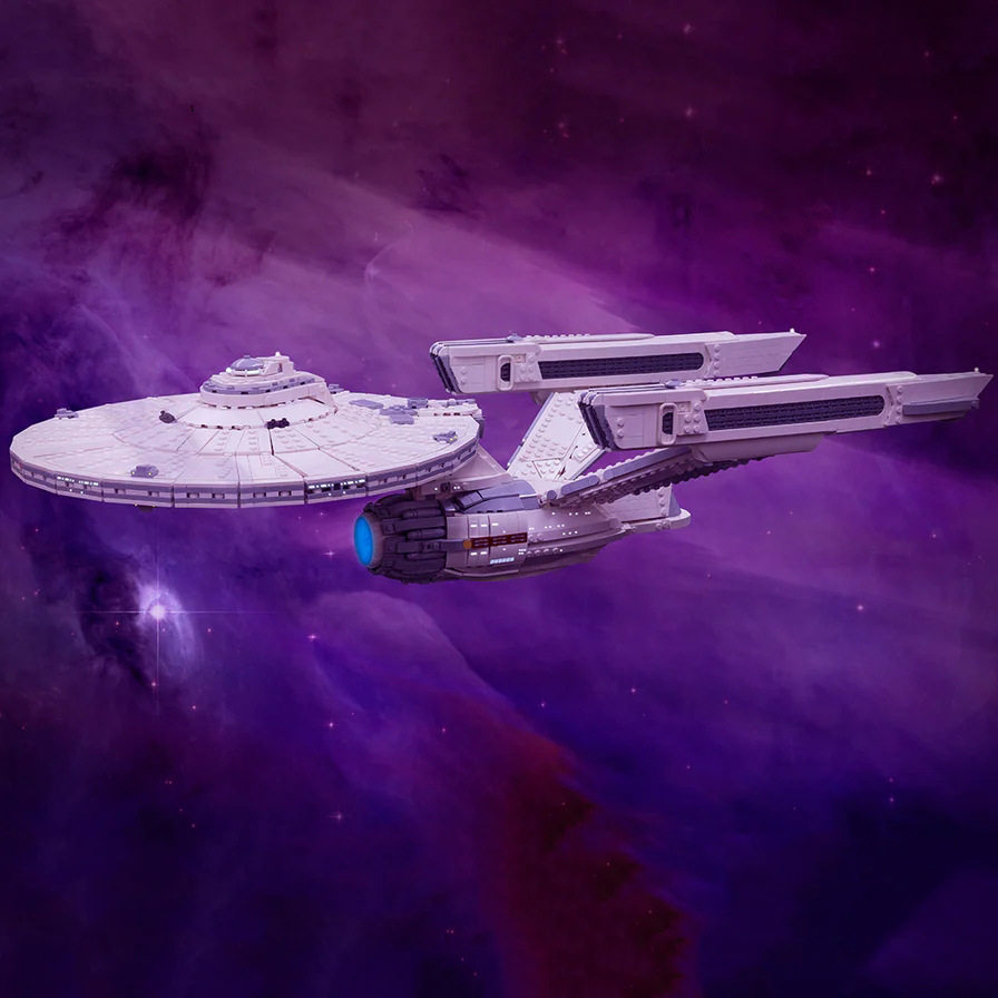 科幻影视星际迷航联邦星舰企业号积木模型小颗粒拼装益智玩具摆件