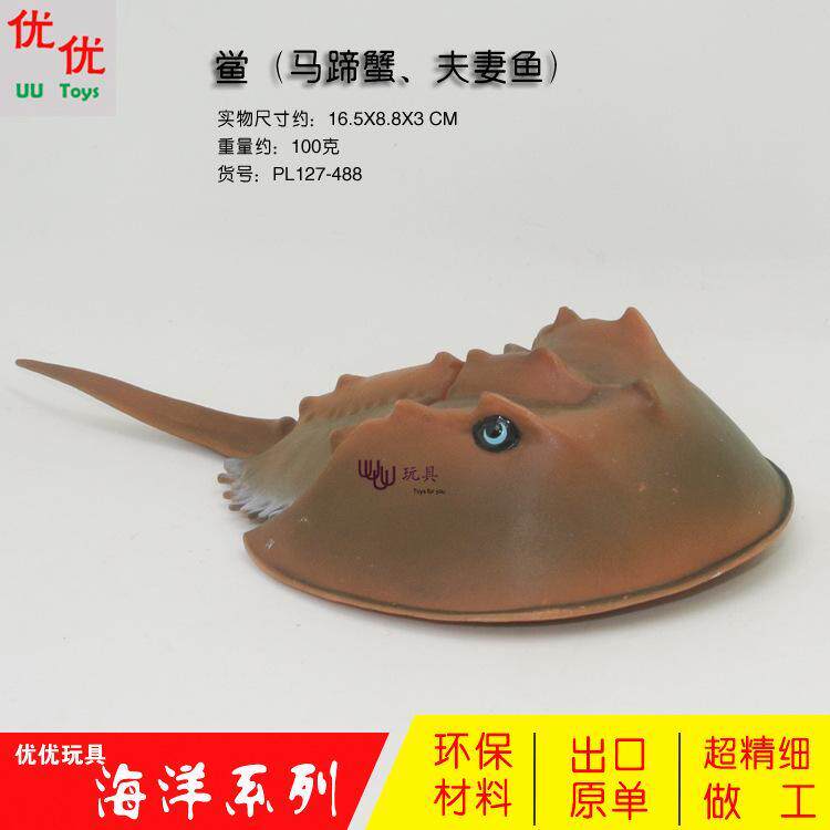 PL127-488-1073仿真海底动物夫妻鱼马蹄蟹鲎实心塑料儿童玩具模型
