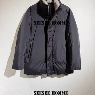 东丽科技白鹅绒填充水貂毛领男冬中长羽绒服MC 低调老钱风 LP版