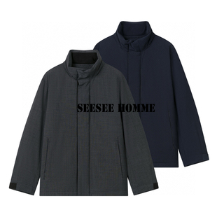 创新科技羊毛料白鹅绒男冬季 高端老钱风 简约立领羽绒服BG ZZ版