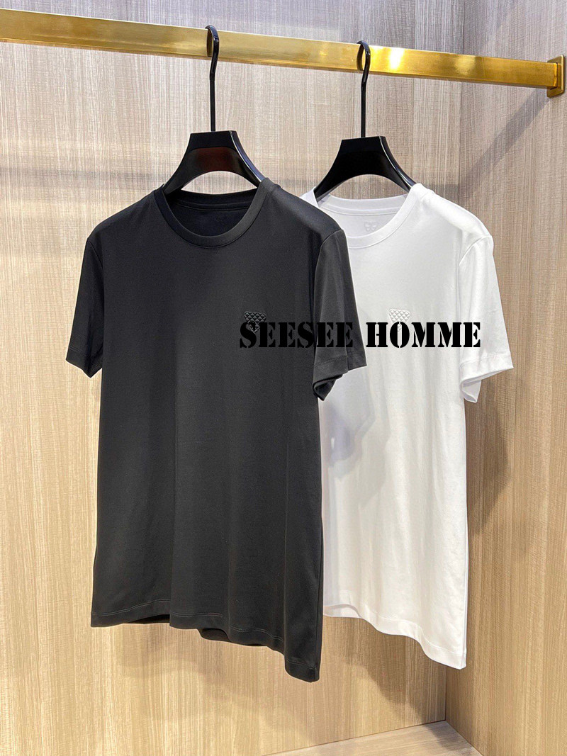 seesee home 葆家同款 纯棉液氨工艺三角编织纹男高端圆领t恤ly