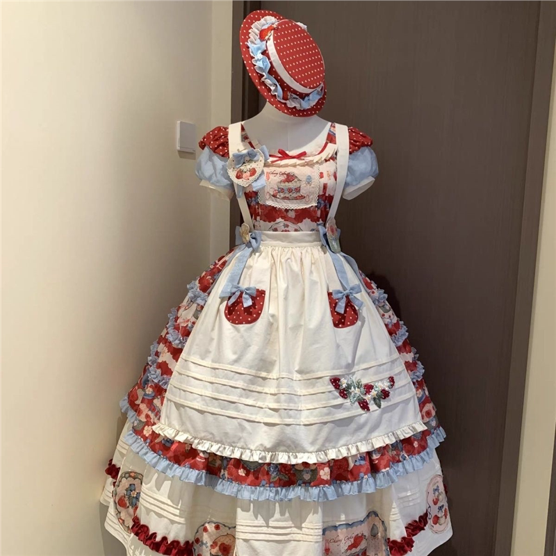 草莓塔塔lolita裙长款印花op洛丽塔原创设计公主连衣裙可爱风夏秋