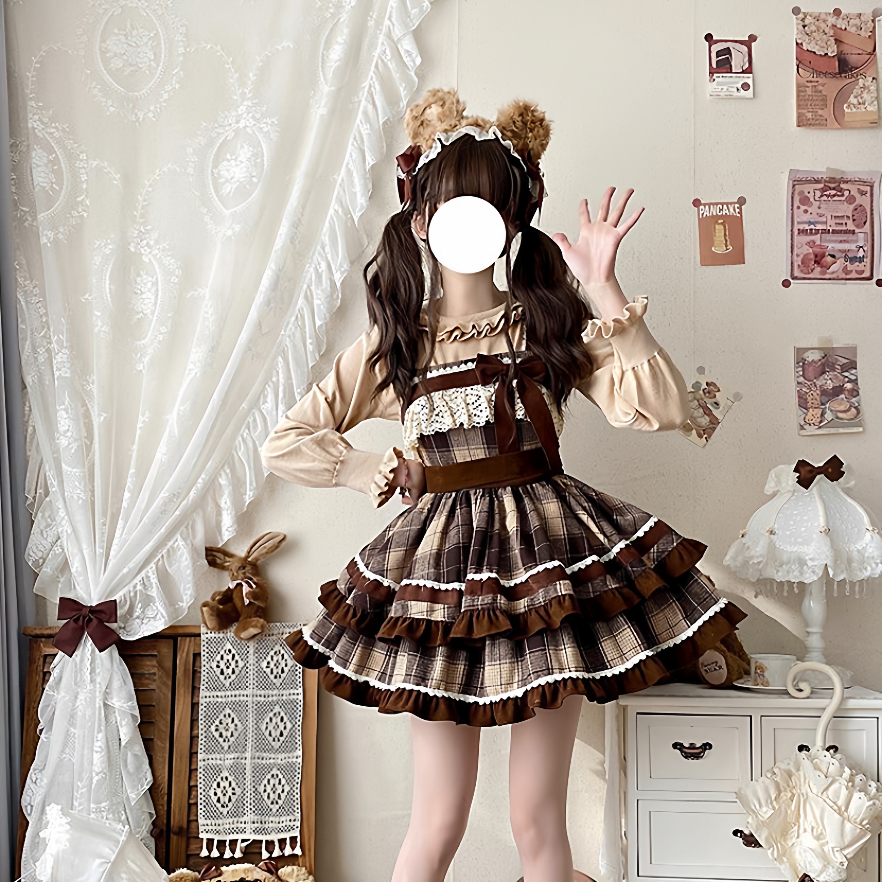 【焦糖可可】蝴蝶结格纹斗篷外套秋冬新款洛丽塔吊带连衣裙两件套,模玩/动漫/周边/娃圈三坑/桌游,lolita洛丽塔连衣裙,淘宝优惠券,粉丝福利购,淘宝优惠卷