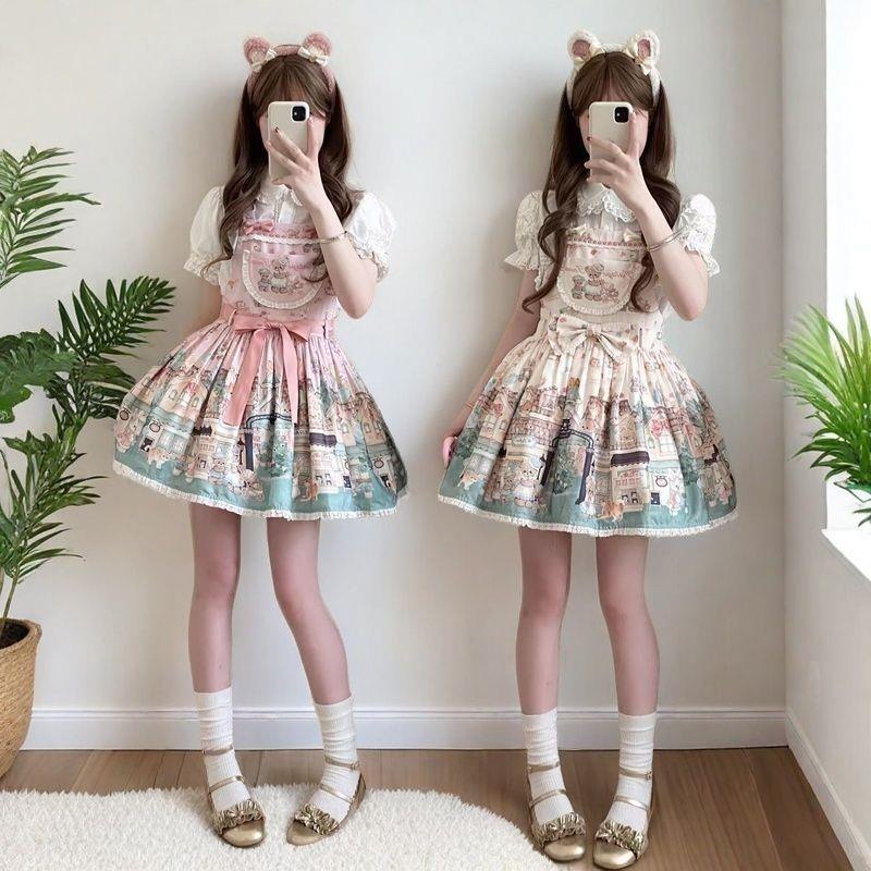 全款现货洛丽塔原创背带lolita连衣裙吊带蝴蝶结可爱日系lo裙萝莉