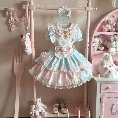 甜茶少女lolita甜茶喵可爱小猫洛丽塔op连衣裙女甜美清新日常