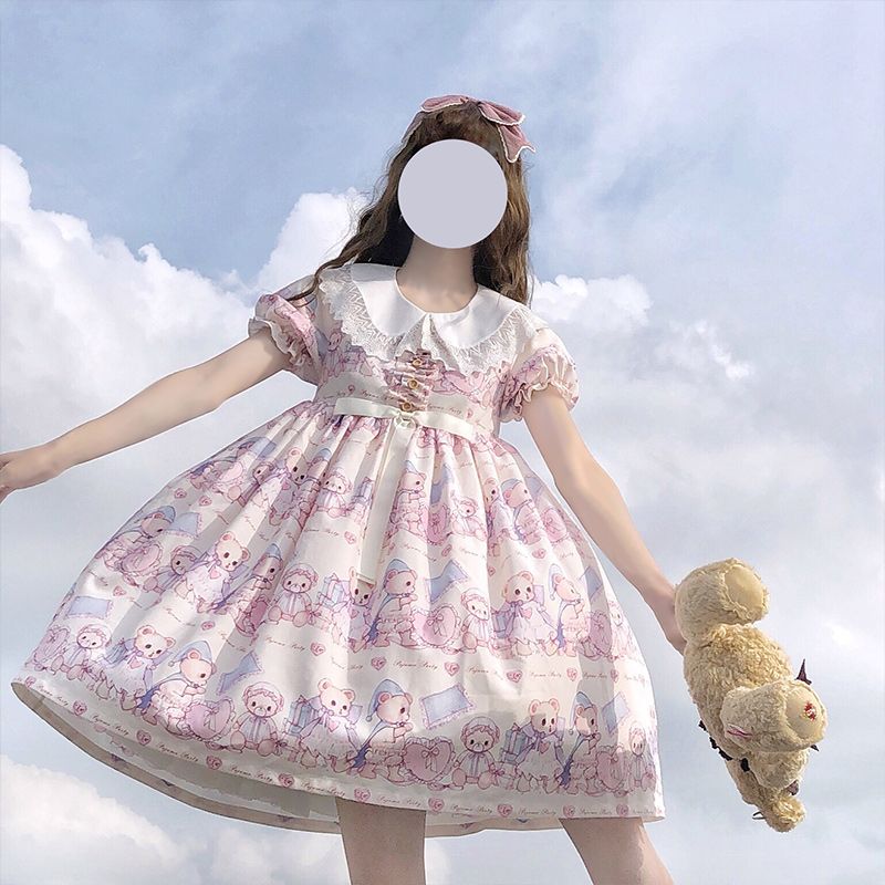 洛丽塔裙子睡衣熊OP夏lolita短袖连衣裙洛丽塔洋装小裙子