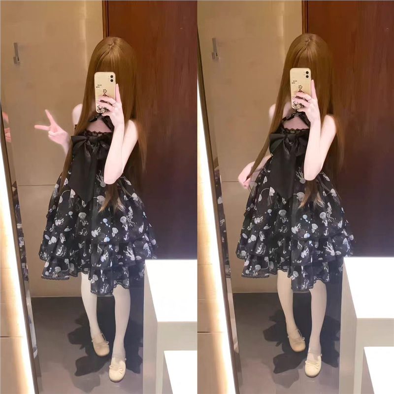 小水母lolita贝壳海边裙jsk正版平价夏日雪纺连衣裙兔耳工厂现货