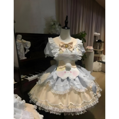 甜茶少女lolita甜茶喵可爱小猫洛丽塔op连衣裙女甜美清新日常