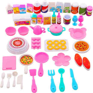 43件迷你食物配件饮料蛋糕餐具可爱娃娃屋配件过家家玩具3岁以上