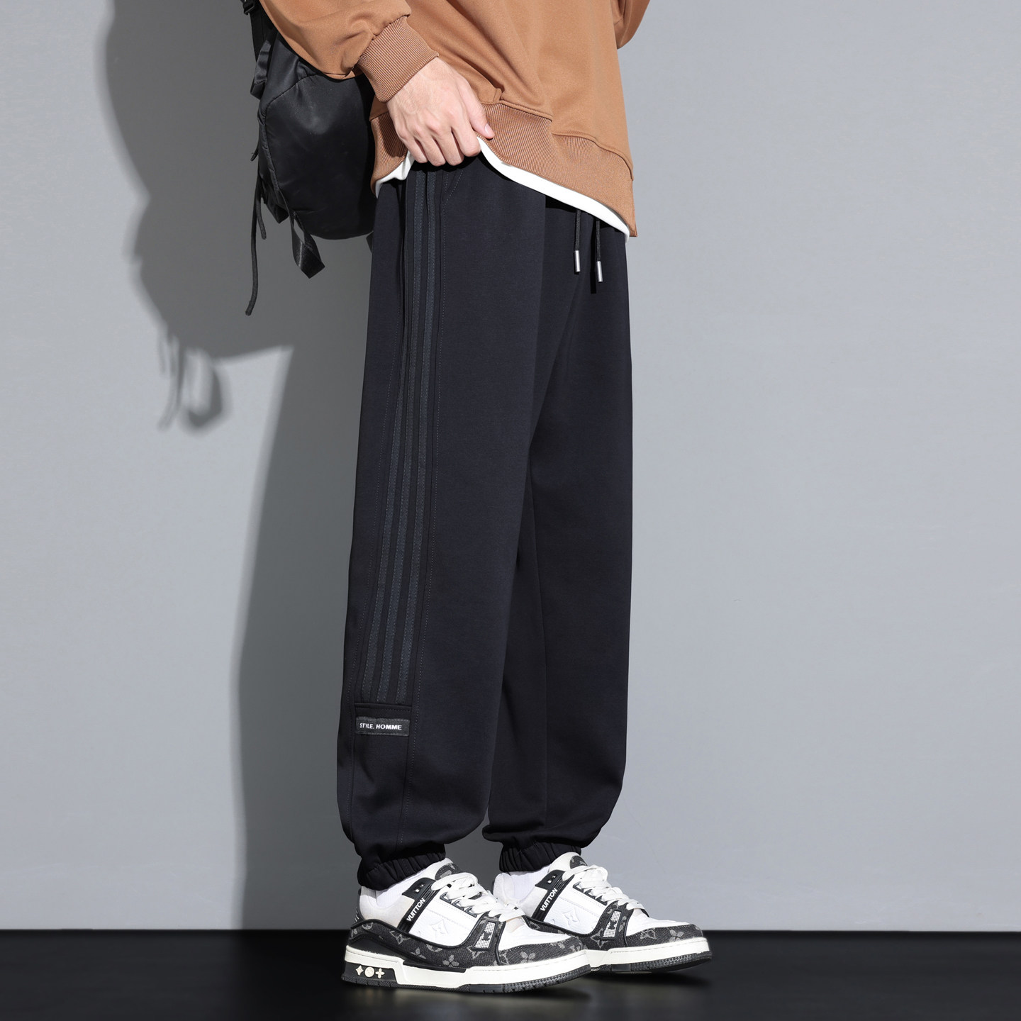 运动裤男卫裤秋季新款束脚裤加绒加厚秋款针织潮加肥加大码休闲裤,男装,休闲裤,淘宝优惠券,粉丝福利购,淘宝优惠卷