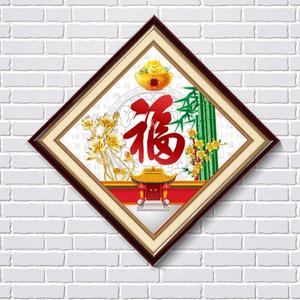 2024新款钻石画圆钻满钻客厅贴钻十字绣餐厅挂画福字中国风玄关画